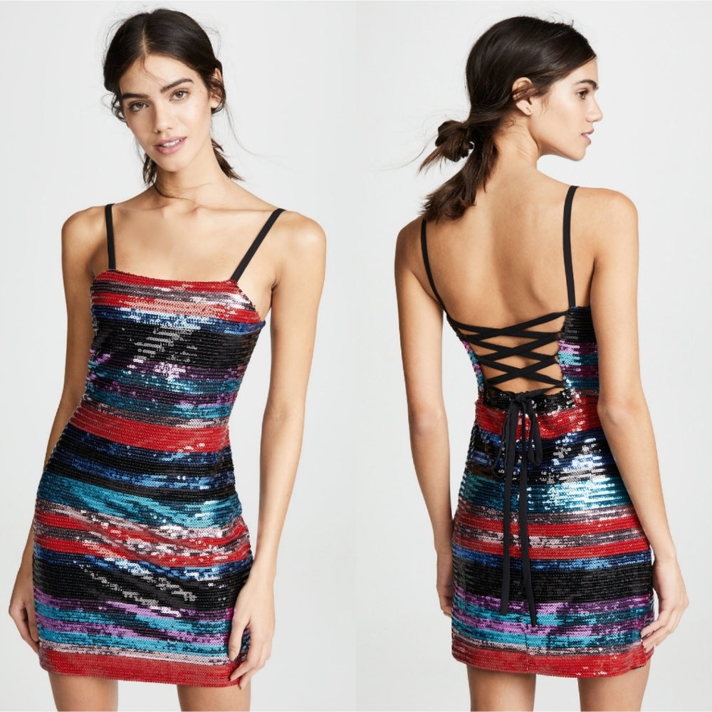 WAYF Manfi stripe multicolor sequin dress …